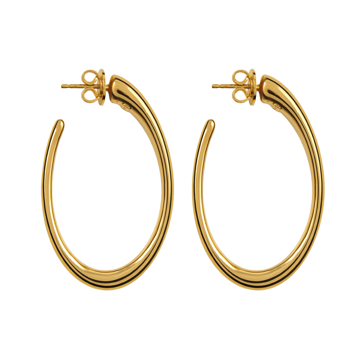 Gold plated oval earrings , J00933-02, hi-res