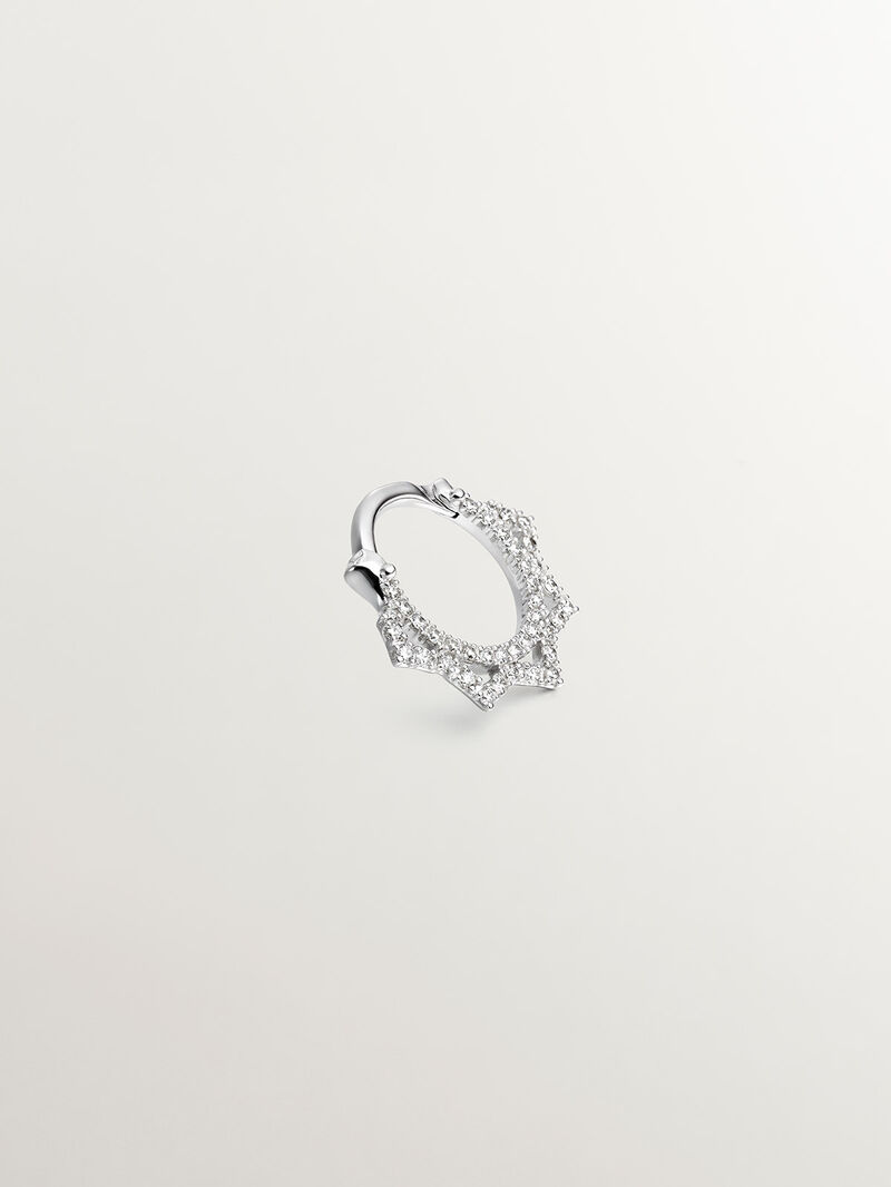 18K white gold daith ring piercing with diamonds and spikes image number 2