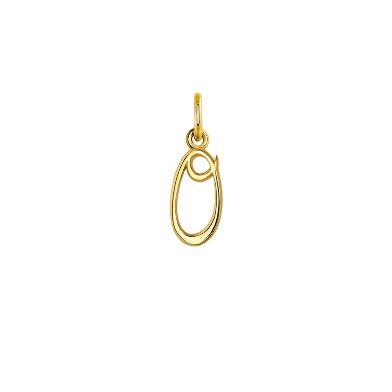 Gold-plated silver O initial charm , J03932-02-O, hi-res