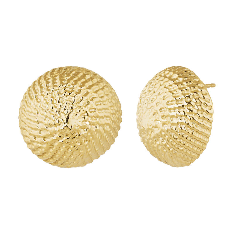 Maxi gold plated button wicker earrings, J04414-02, hi-res
