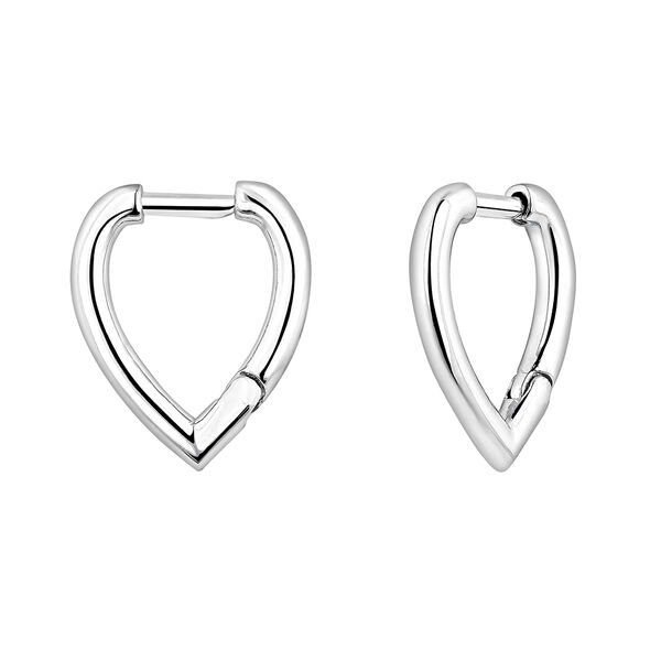 Silver teardrop hoop earrings , J04647-01,hi-res