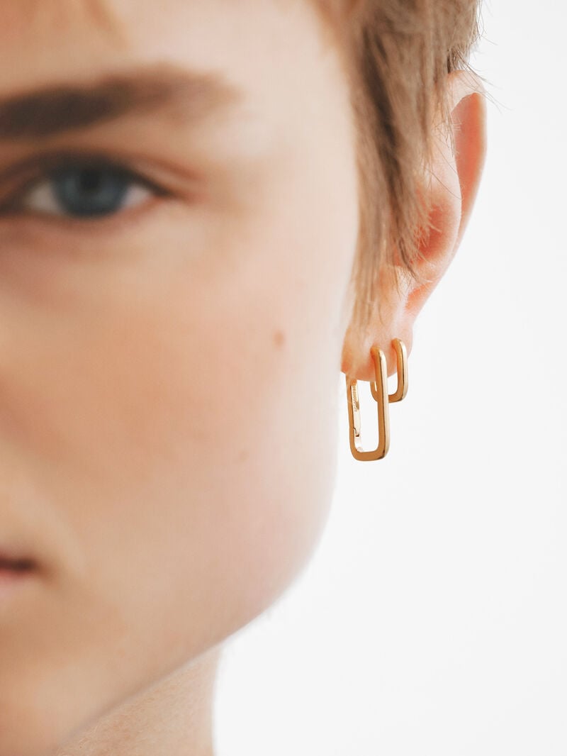 Square hoop earrings in 925 silver bathed in 18K yellow gold image number 5