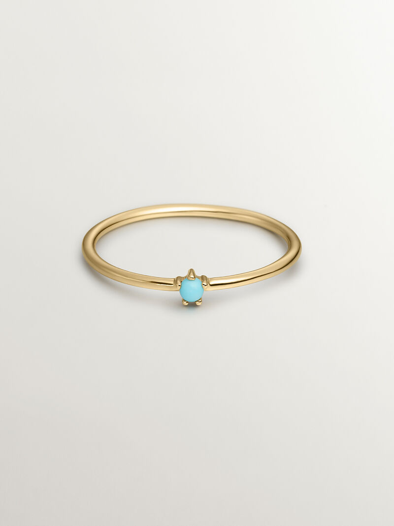 9K Yellow Gold Solitaire Ring with Turquoise image number 1
