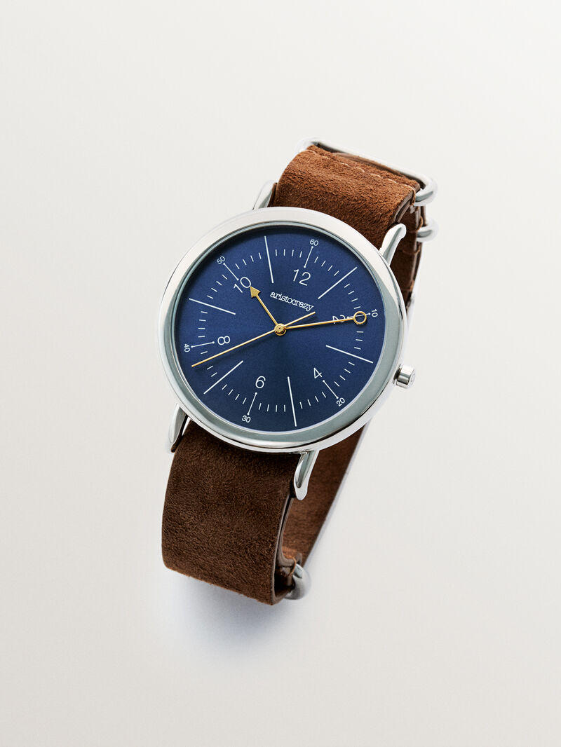 Camps Bay watch with camel leather strap and blue dial image number 1