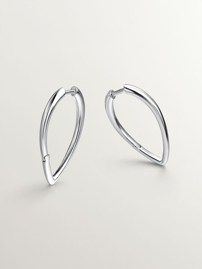 Large 925 silver hoop earrings in drop shape. image number 0
