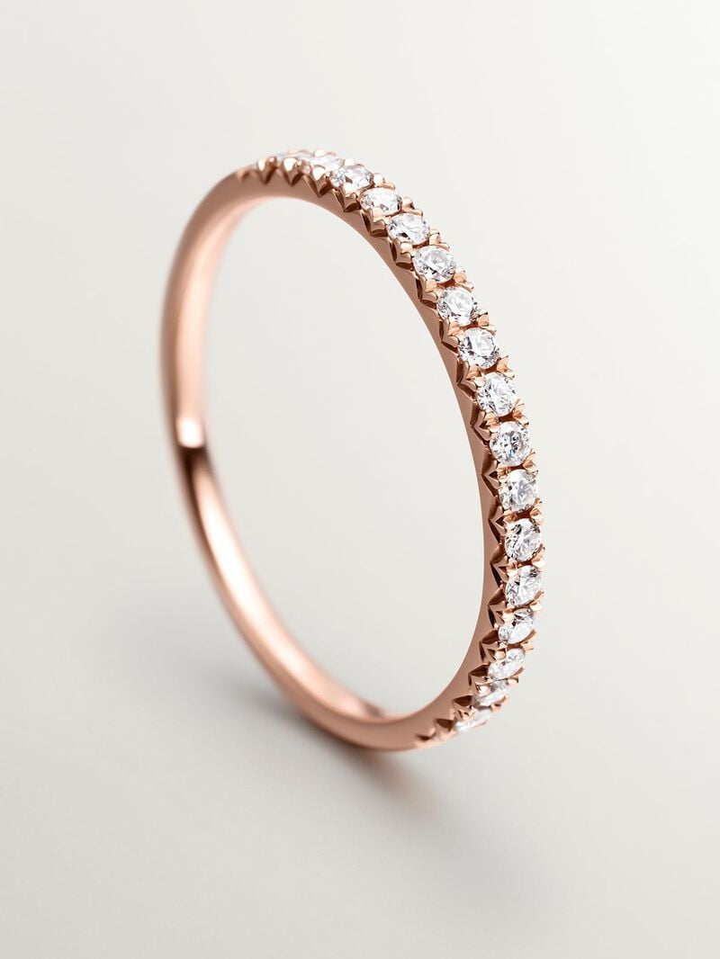 18K rose gold ring with diamonds image number 4