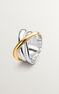 Anillo ancho triple cruzado de plata bicolor, J05228-09
