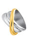 Wide two-colour triple crossover silver ring, J05228-09