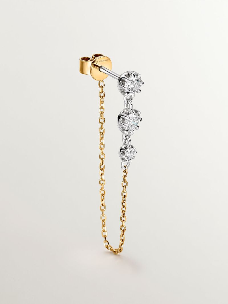 18K white and yellow gold earrings with brilliant cut diamonds image number 2
