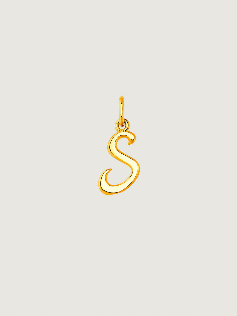 925 Silver charm bathed in 18K yellow gold with initial S image number 0