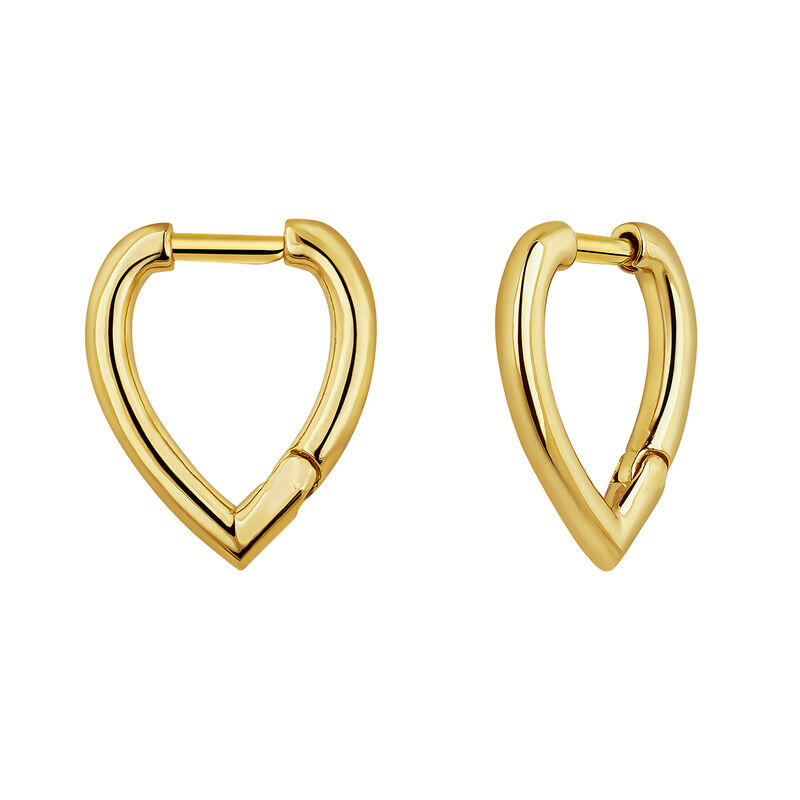 Gold-plated silver teardrop hoop earrings  , J04647-02, hi-res