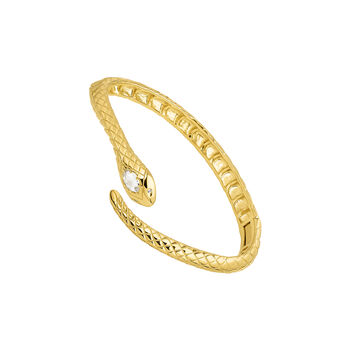 Rigid gold plated silver topaz snake bracelet, J04949-02-WT-WS,hi-res