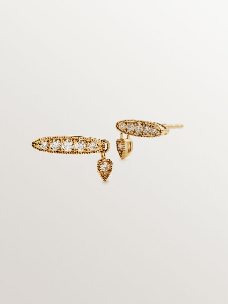 18K yellow gold earrings with brilliant cut diamonds image number 0