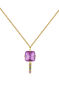 Gold plated silver amethyst and sapphire charm necklace , J04917-02-AM-MULTI