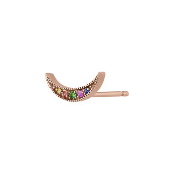 Boucle d'oreille croissant avec saphirs multicolores et tsavorite en or rose , J04336-03-MULTI-H, mainproduct