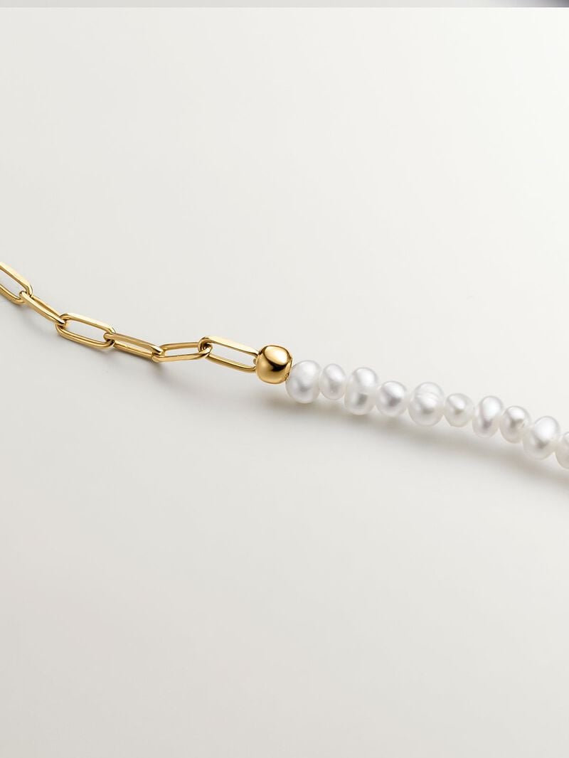 925 silver link bracelet in 18k yellow gold bathed image number 1