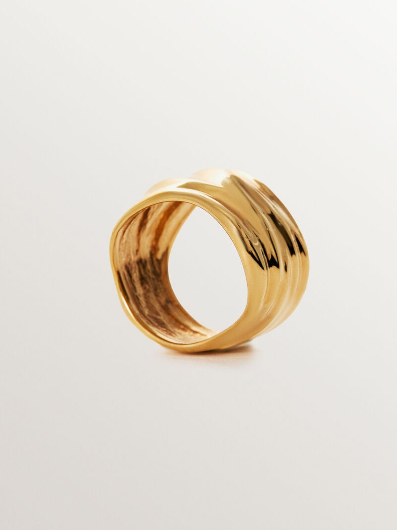 Wide 18K yellow gold plated 925 silver ring image number 4