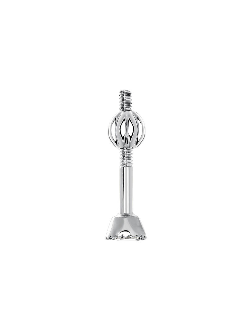 9K white gold single earring with diamond. image number 1