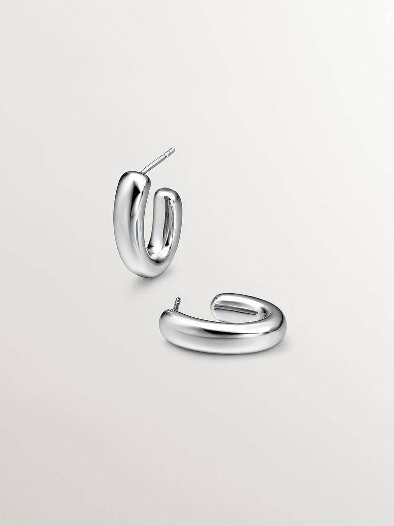 Silly Silver Oval Aro Earrings 925 image number 2