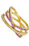 Triple crossed ring in 18k gold-plated sterling silver with white topazes and rhodolites, J04989-02-RO-WT