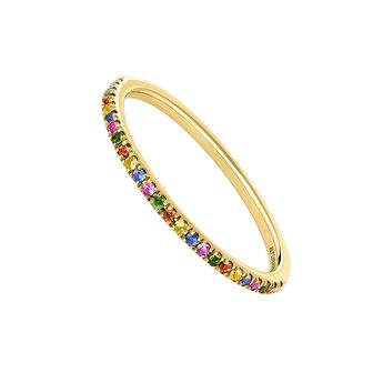 9kt yellow gold ring with multi-coloured stones, J04339-02-MULTI,hi-res