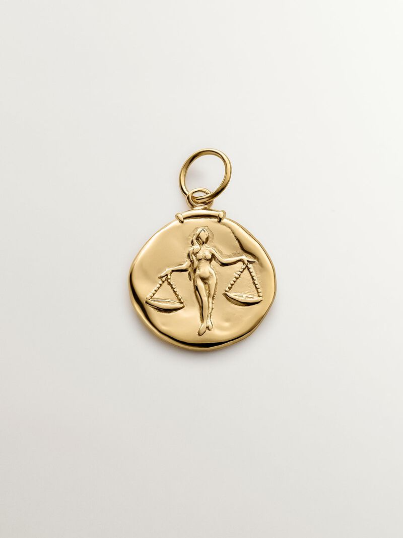 925 Silver Libra Charm bathed in 18K yellow gold image number 0