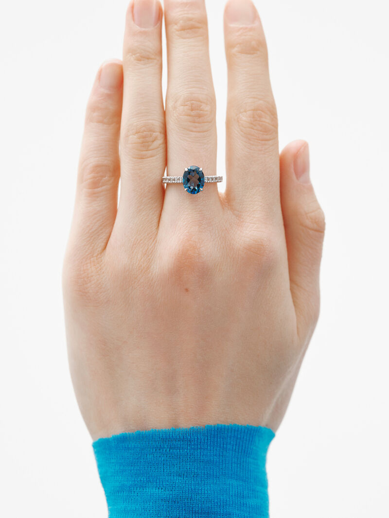 925 Sterling Silver Ring with Blue and White Topaz image number 1