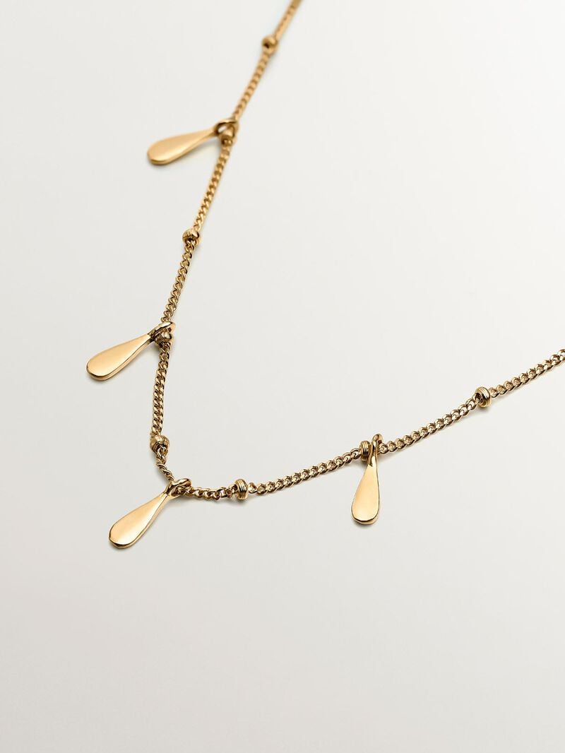 925 Silver necklace bathed in 18K yellow gold with teardrops image number 4