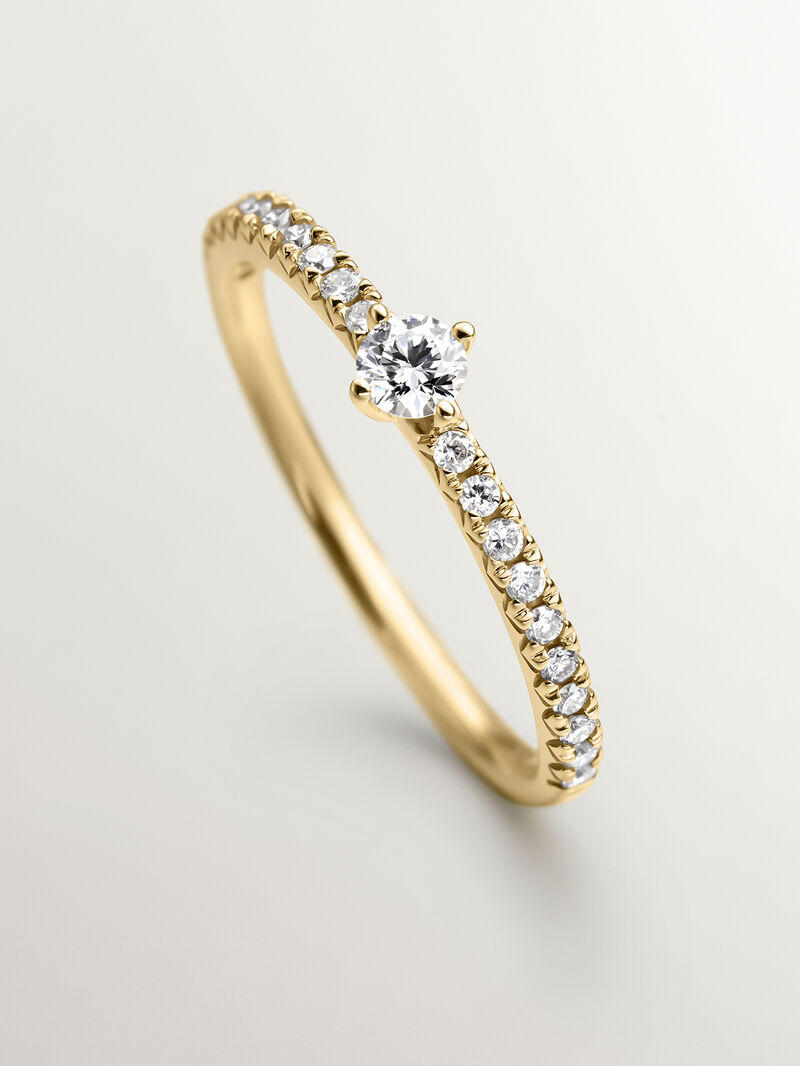 18K Yellow Gold Solitaire Ring with Diamonds image number 4