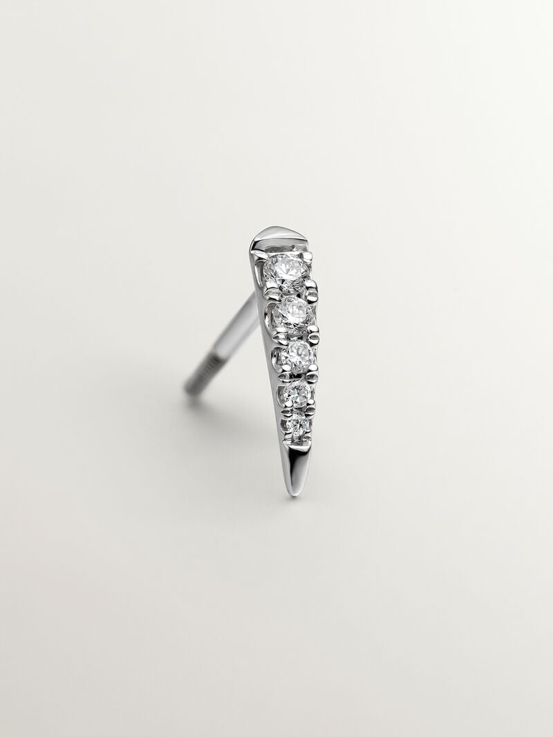 9K white gold single earring with diamonds image number 4