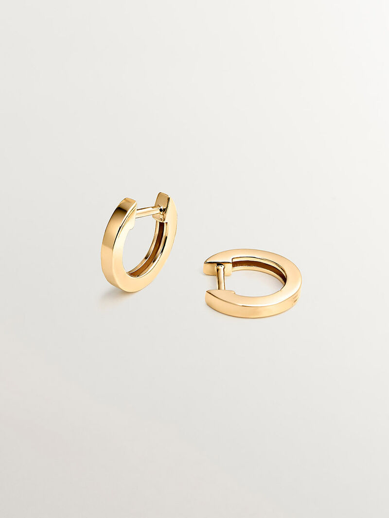 Small 925 silver hoop earrings coated in 18K yellow gold. image number 2