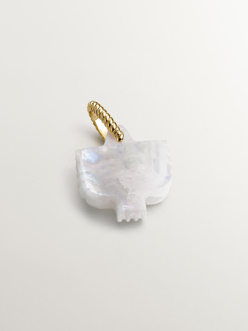 Luna stone charm with 925 silver ring bathed in 18K yellow gold shaped image number 2
