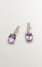 Pendientes de plata bañada en oro rosa de 18kt con piedras amatista rosa colgante y topacios blancos, J03752-03-PAM-WT