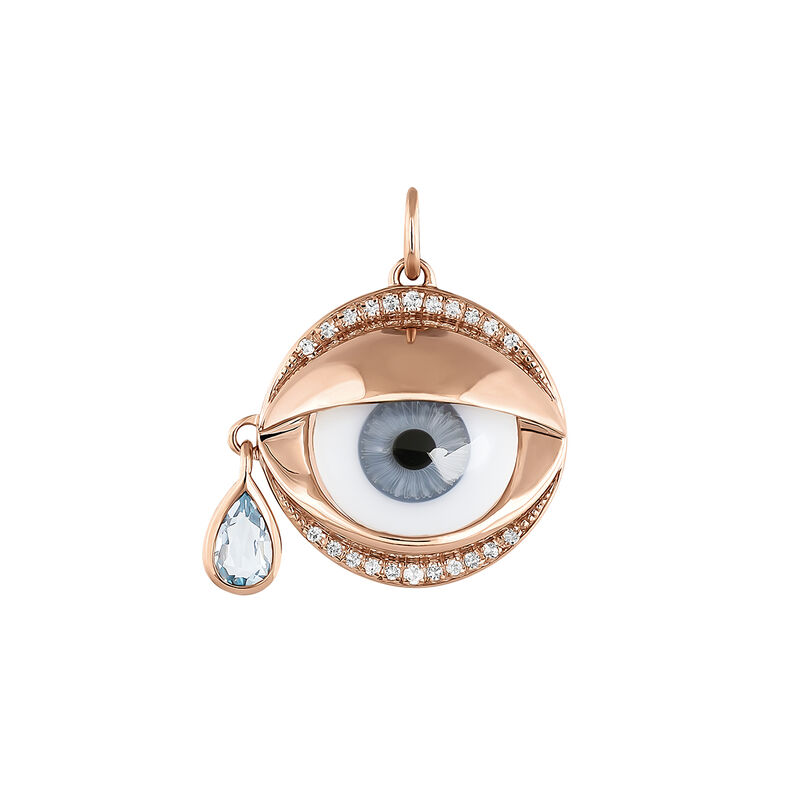 Charm ojo azul topacio azul plata recubierta oro rosa  , J04397-03-BESKYWT, hi-res