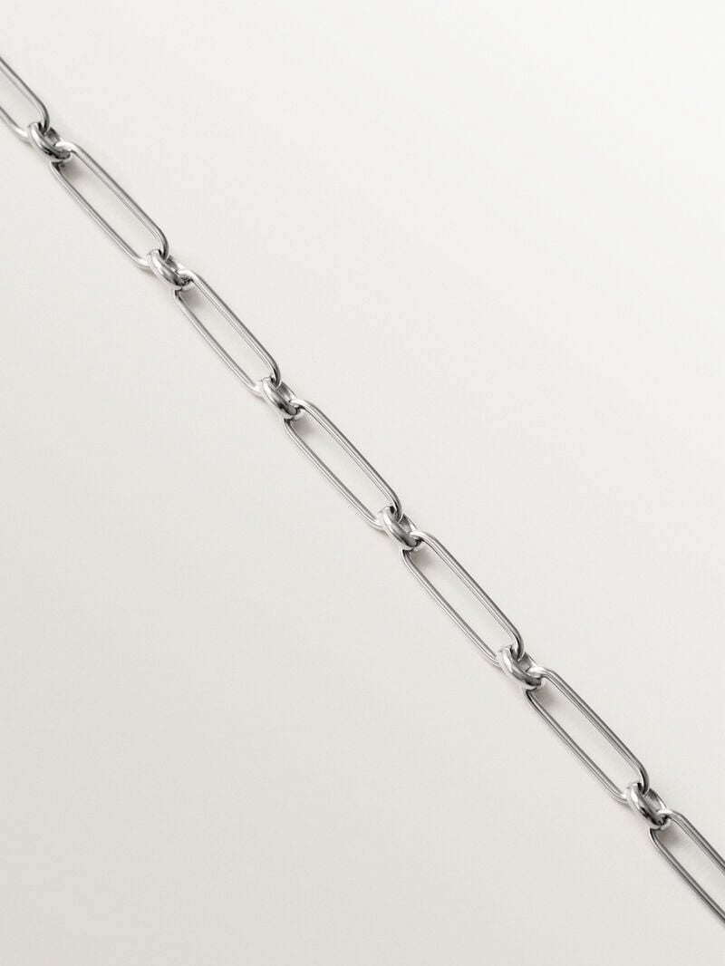 17 cm combined link bracelet in rhodium-plated 925 silver image number 4