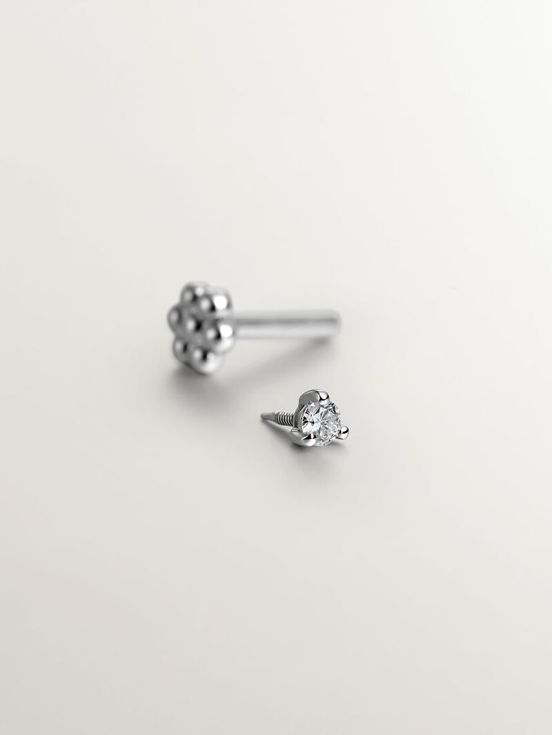 18K White Gold Single Piercing with 0.02 cts Diamond image number 2
