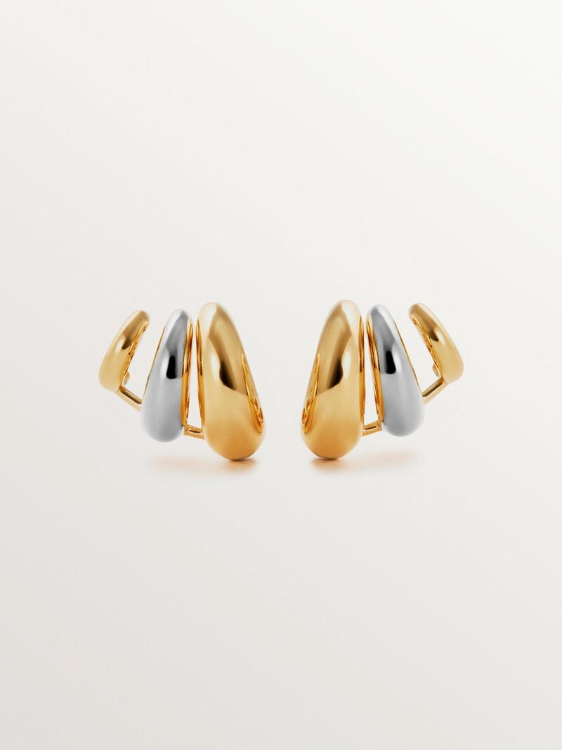 Climbing earrings in rhodium-plated 925 silver and 18K yellow gold image number 0