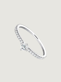 White gold single border ring 0.17 ct. diamonds , J03933-01-15-17,hi-res