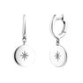 Silver star round motif hoop earrings, J04606-01