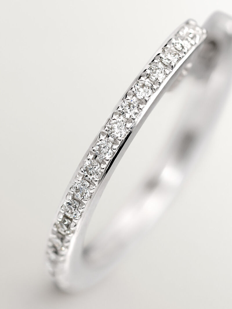18K white gold small hoop earring with diamonds. image number 4