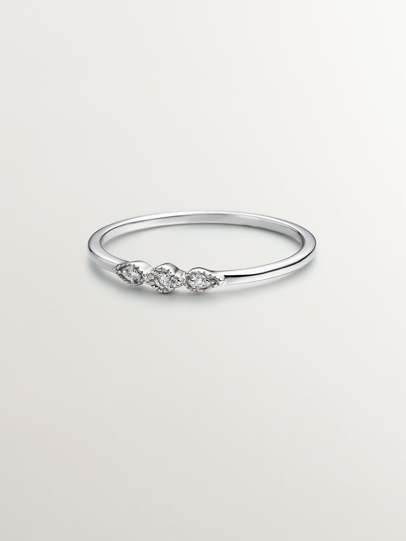 9K White gold triple ring with 0.027 diamonds. image number 2