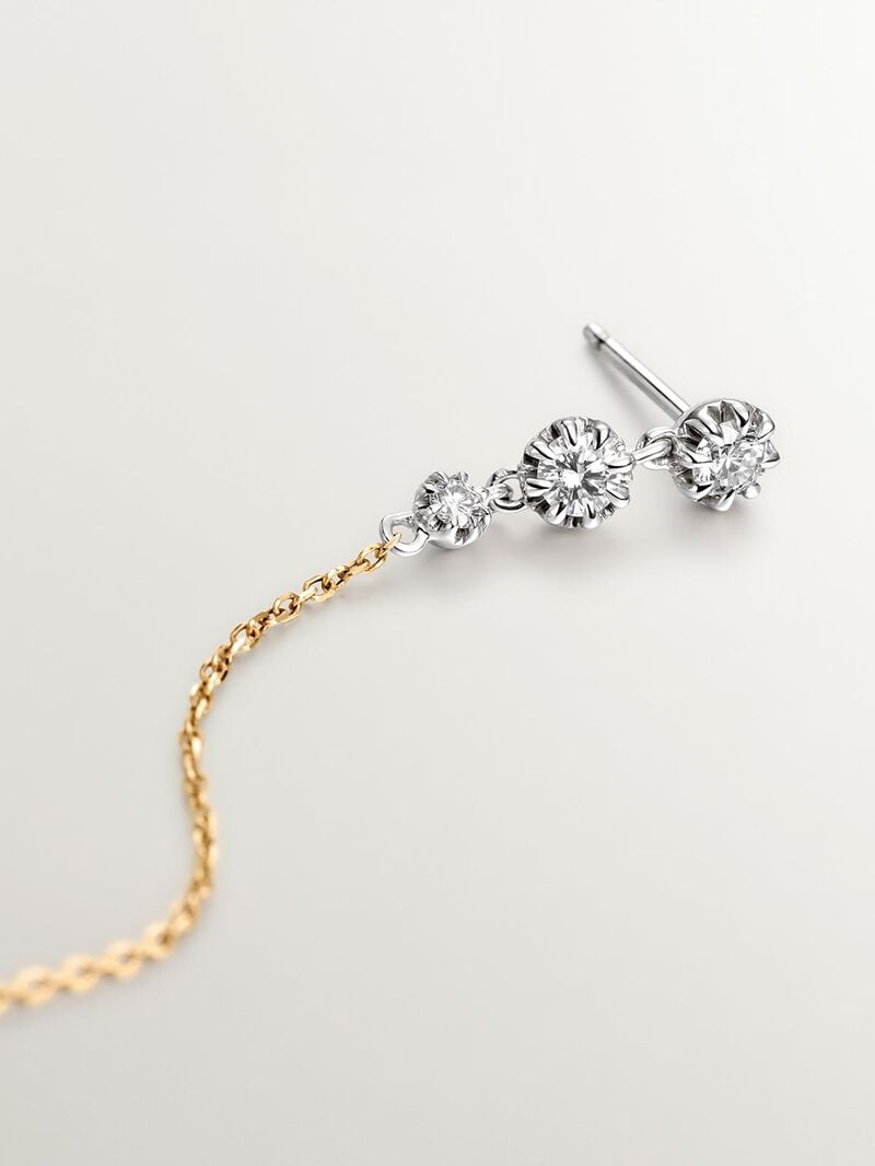 18K white and yellow gold earrings with brilliant cut diamonds image number 4