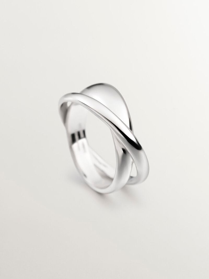 925 Silver Double Crossed Ring image number 4