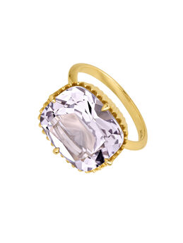 Ring in 18k yellow gold-plated sterling silver with a pink amethyst, J05289-02-PAM,hi-res