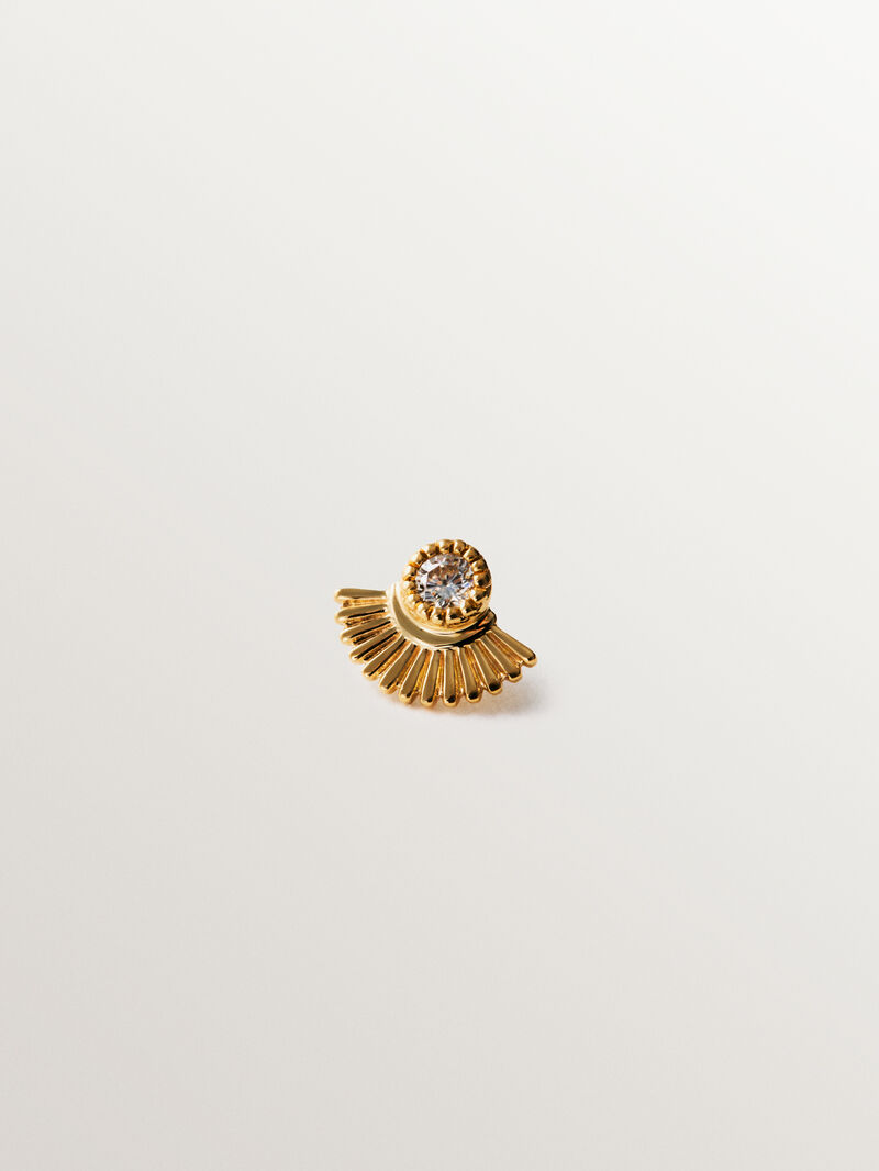 18K yellow gold single piercing with pavé diamonds image number 0
