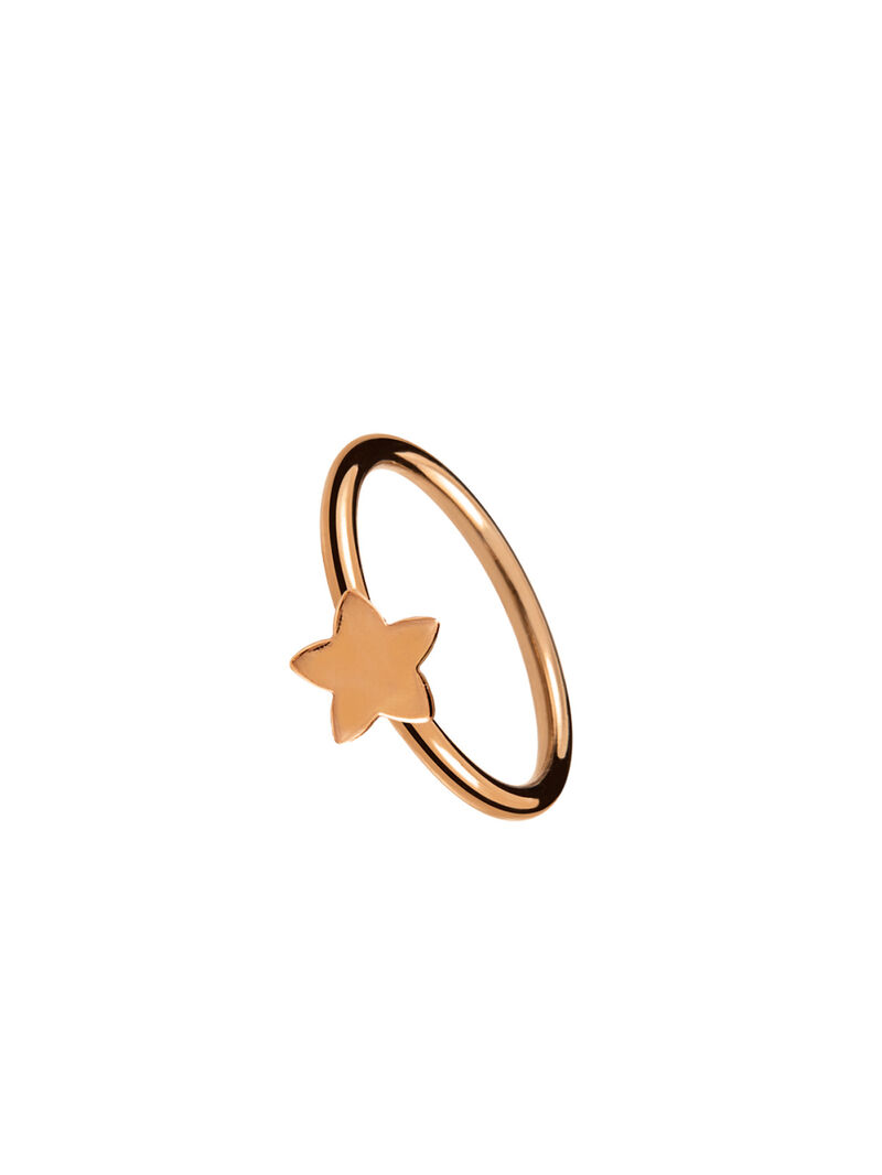 Silver ring bathed in pink gold on star motive image number 1