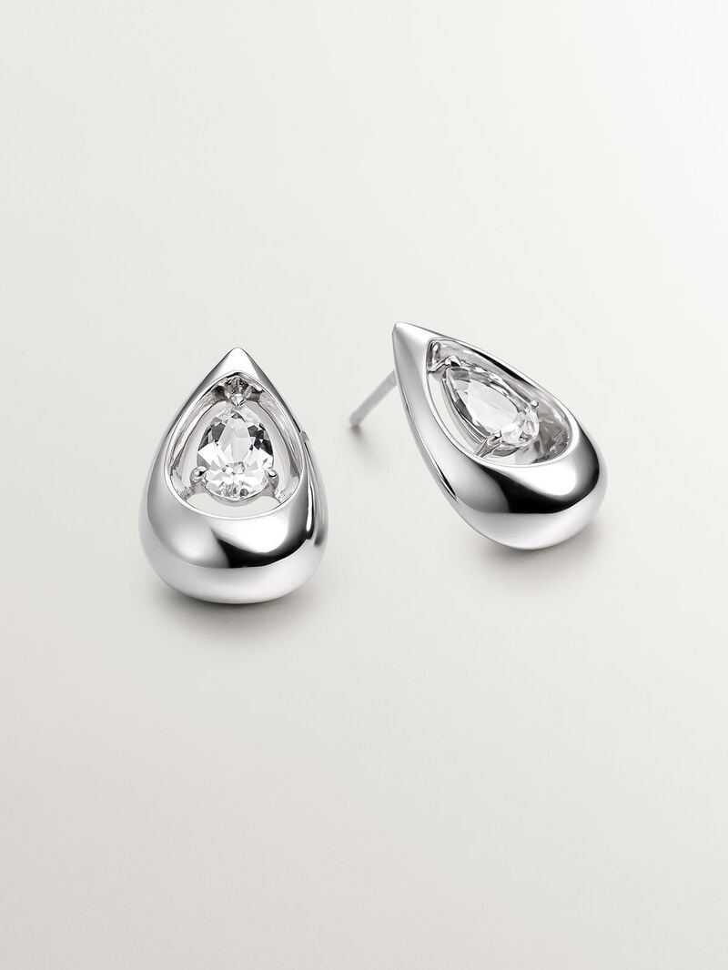 925 silver earrings with white topazes image number 2