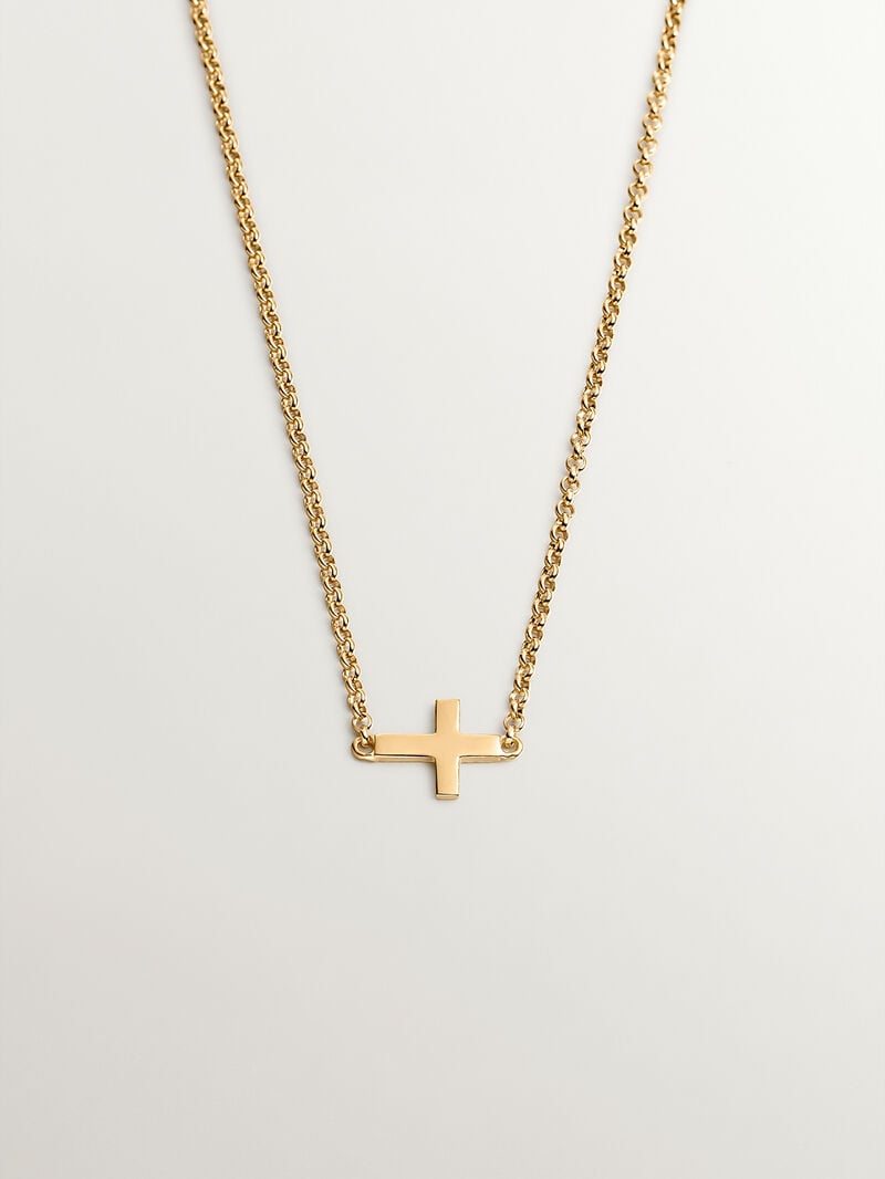 925 Silver pendant bathed in 18K yellow gold with a cross image number 0