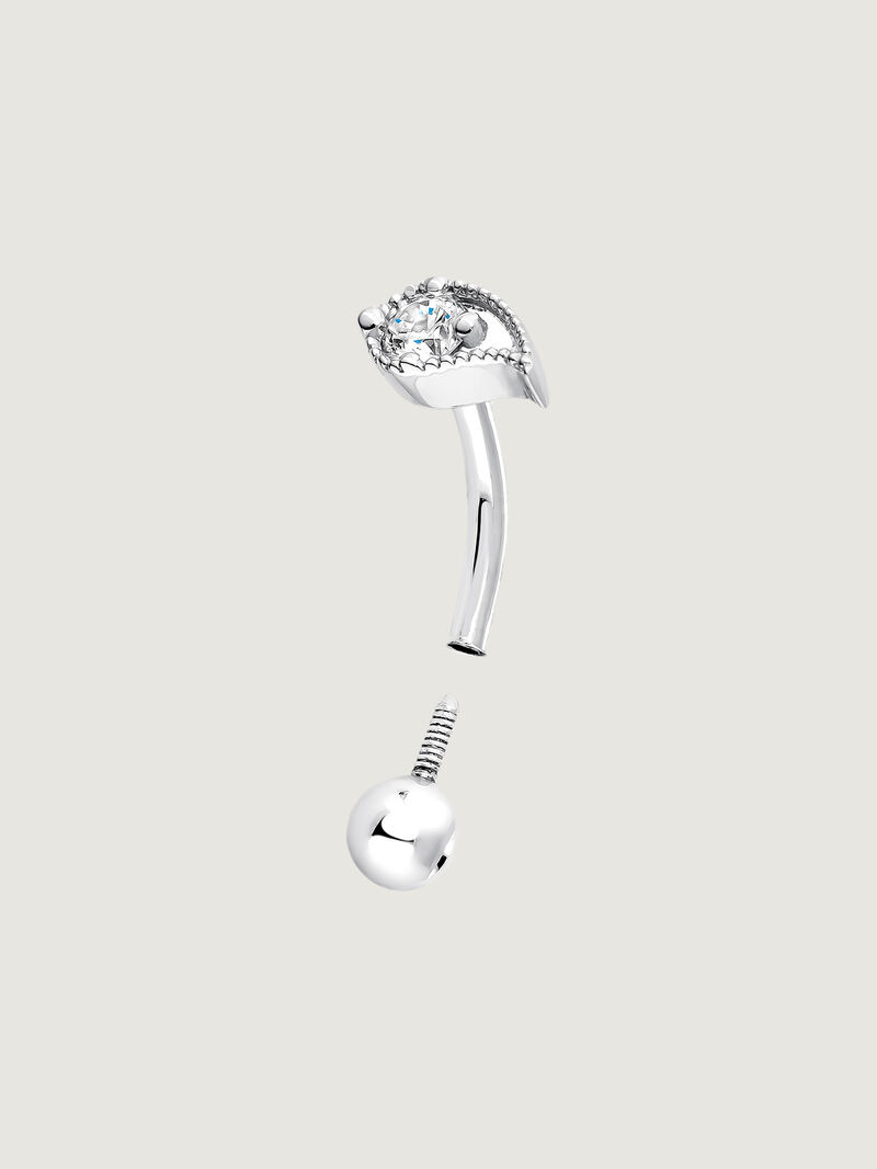 Individual 9K white gold earring with diamond in teardrop shape. image number 2