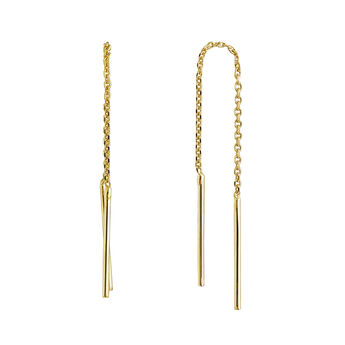 Simple gold plated pendant earrings , J04640-02,hi-res
